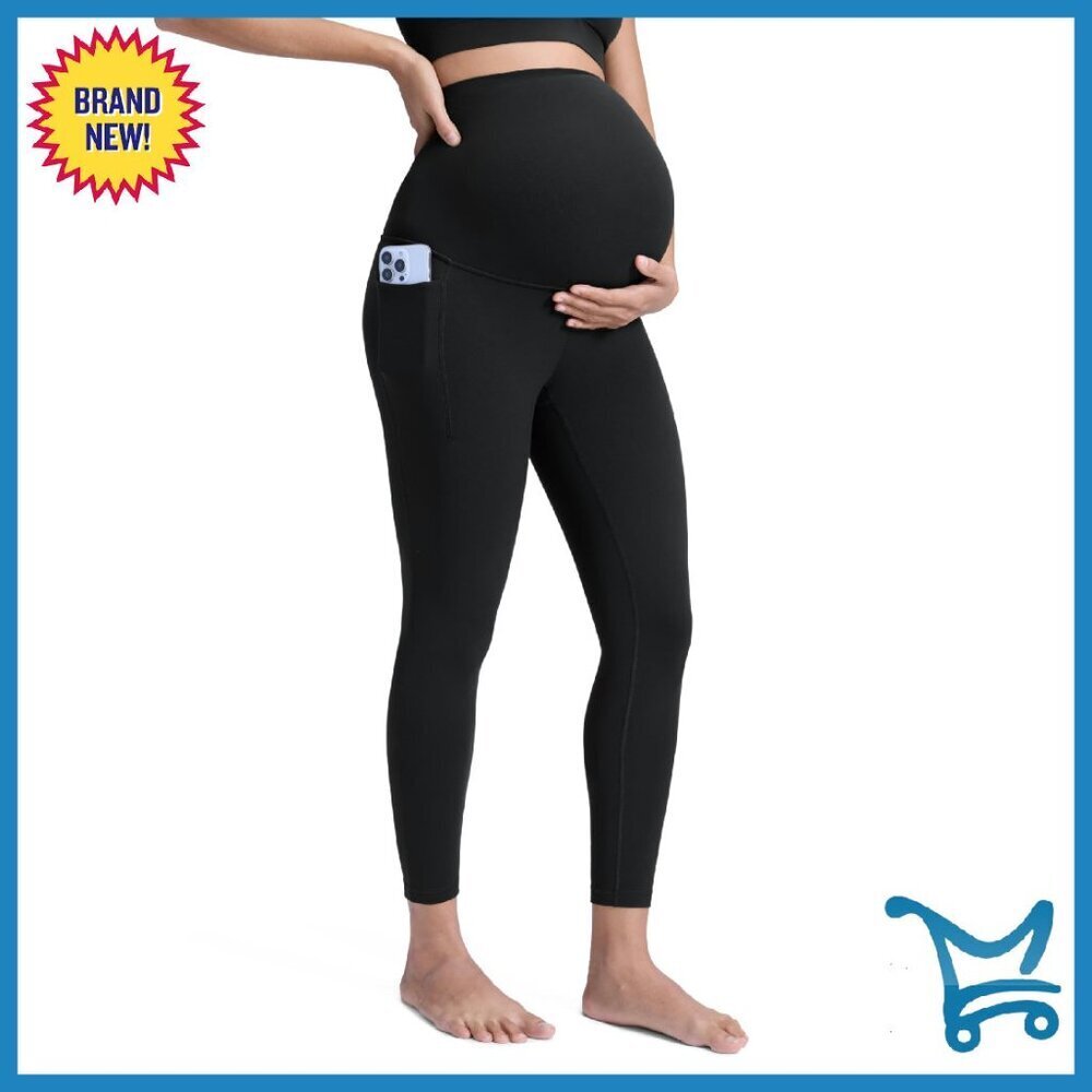 Maternity Leggings with Pockets 25" - Soft Workout Active Yoga Pregnancy Pants